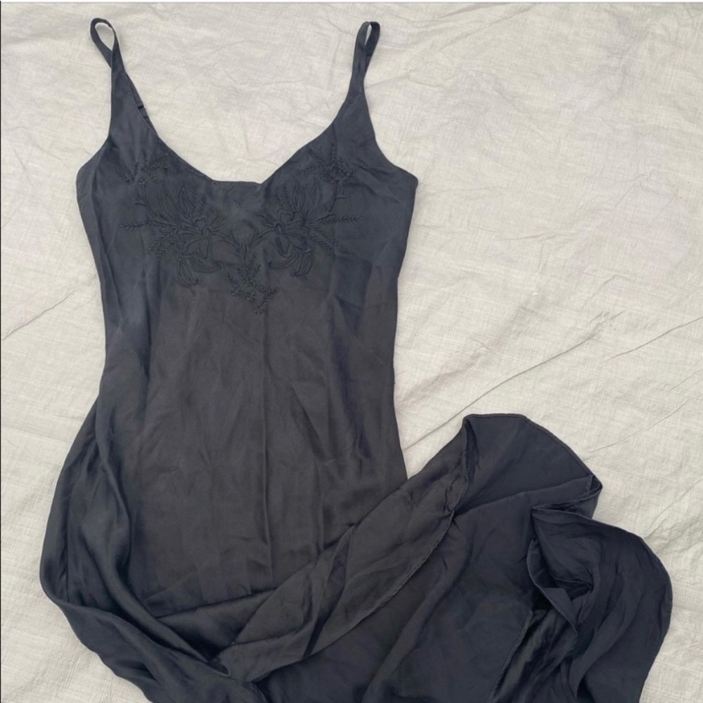 Vintage 90’s 100% Silk Dress Black Silk Slip Dress Size Small Satin Mini Dress - Picture 1 of 12